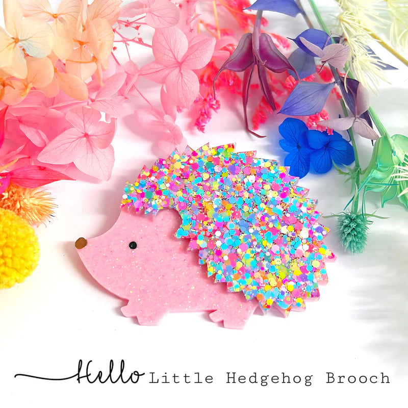 Hello Little Friday | Hello Little Hedgehog Brooch - Rainbow Confetti