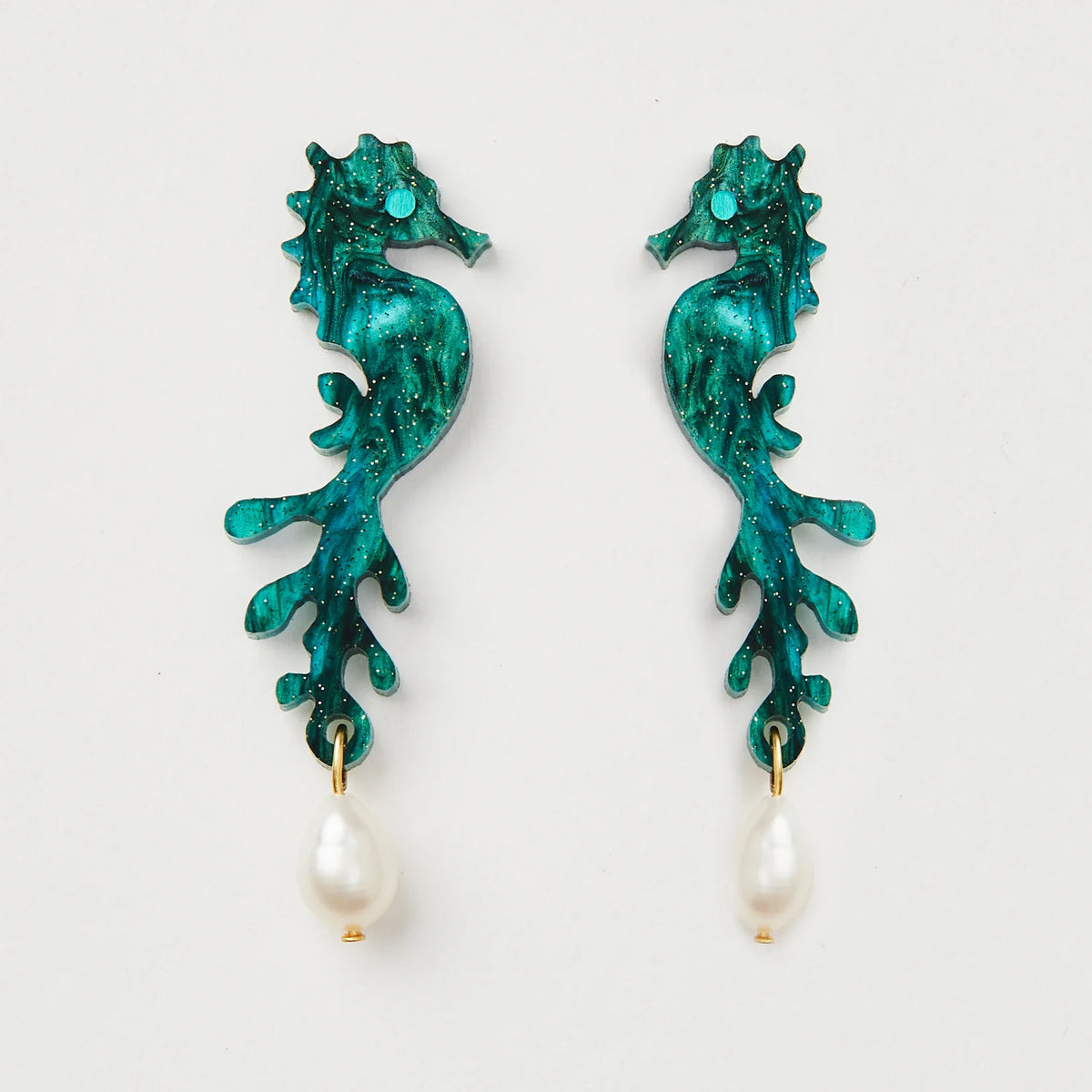 Martha Jean | Sea Horse + Pearl - Emerald