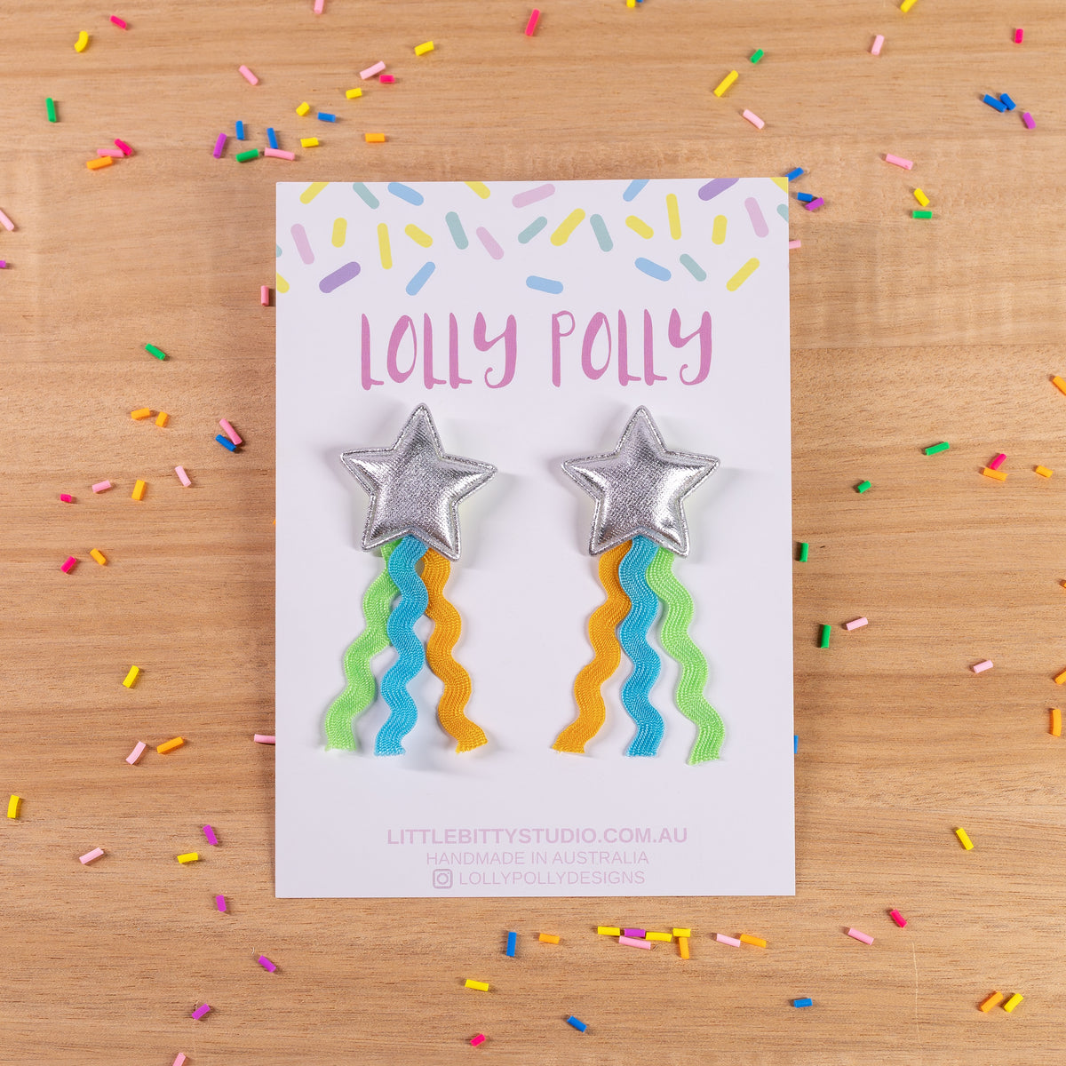 Silver Stars with Streamers Studs