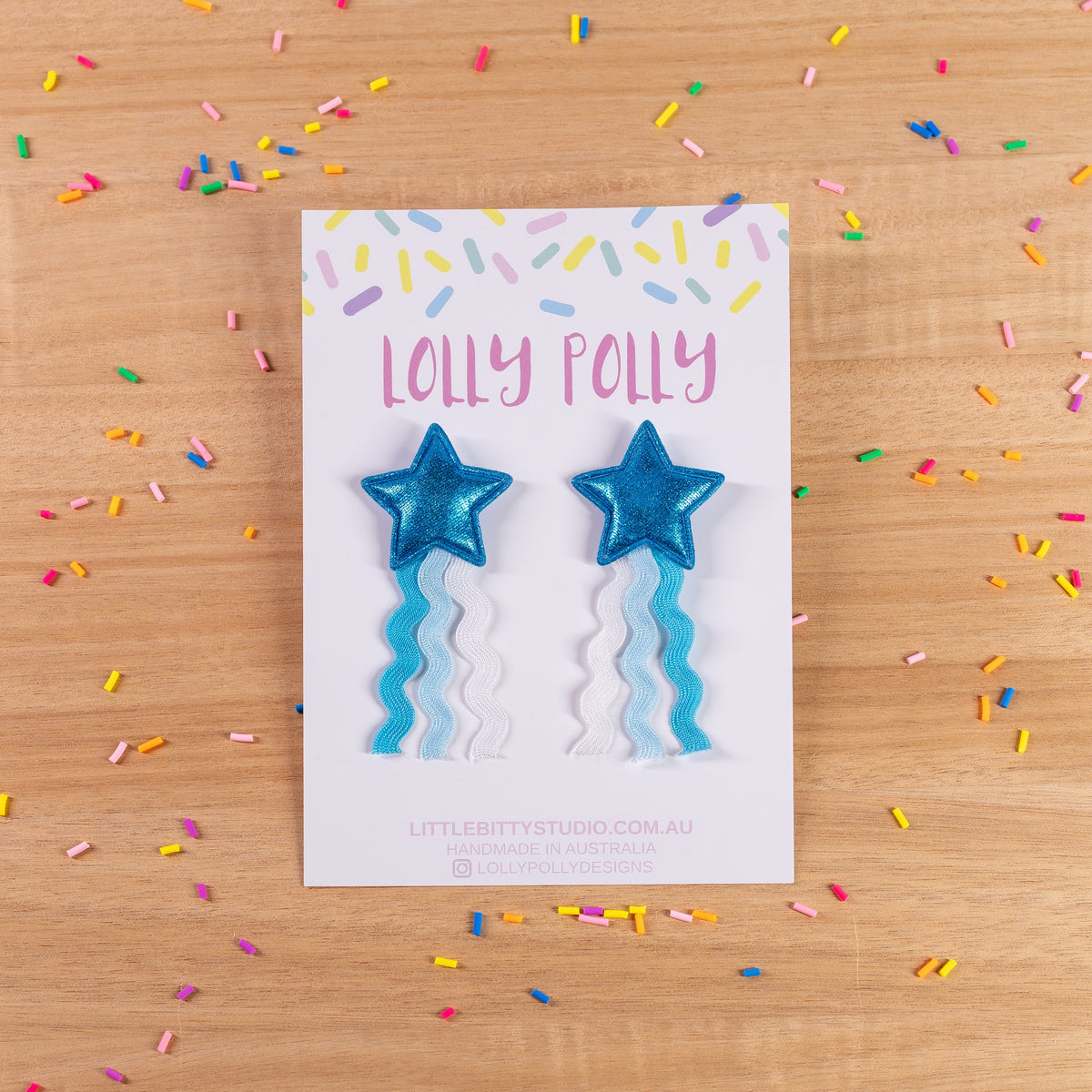 Blue Stars with Streamers Studs