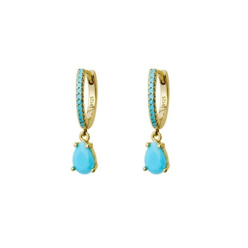 TID | Sterling Silver Huggie Earrings (Turquoise)