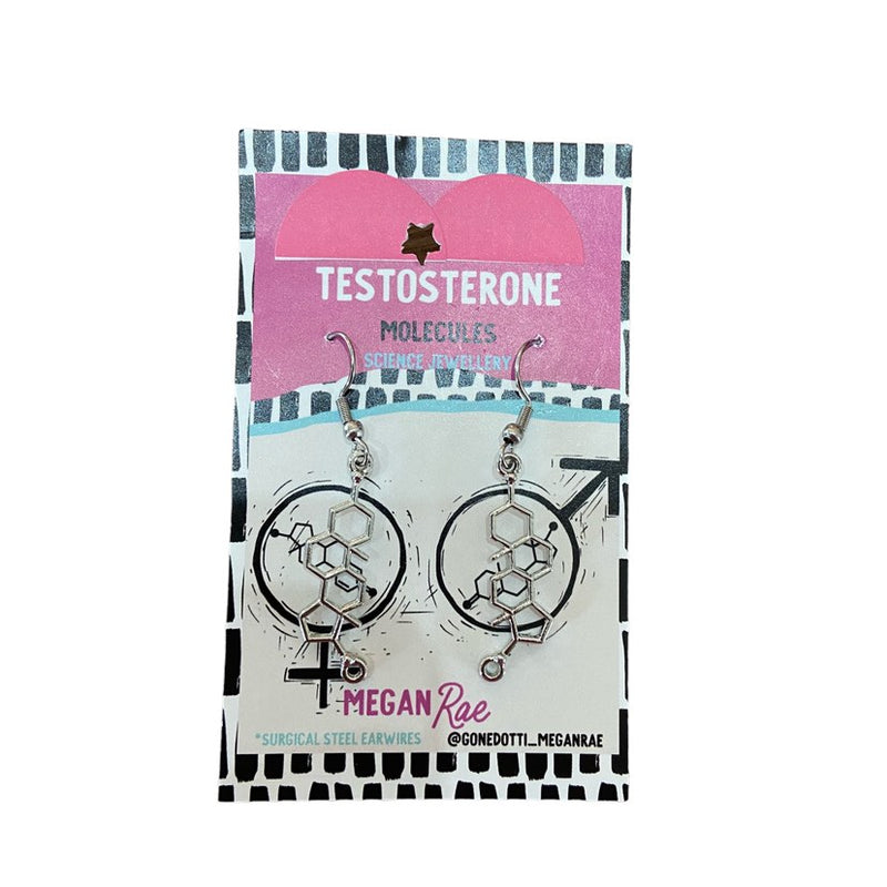 Megan Rae | Testosterone Earrings - one pair of testosterone molecule earrings