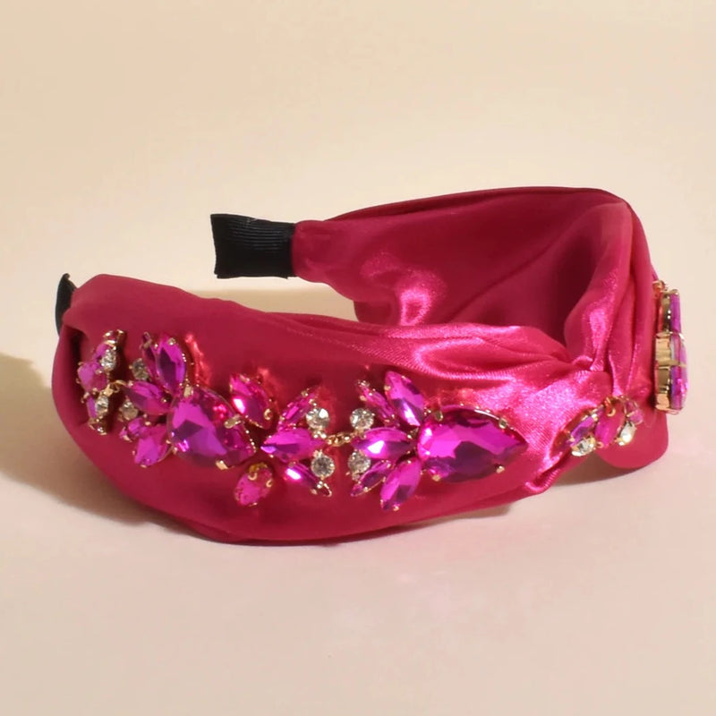Adorne | Jewel Centre Event Headband - Hot Pink