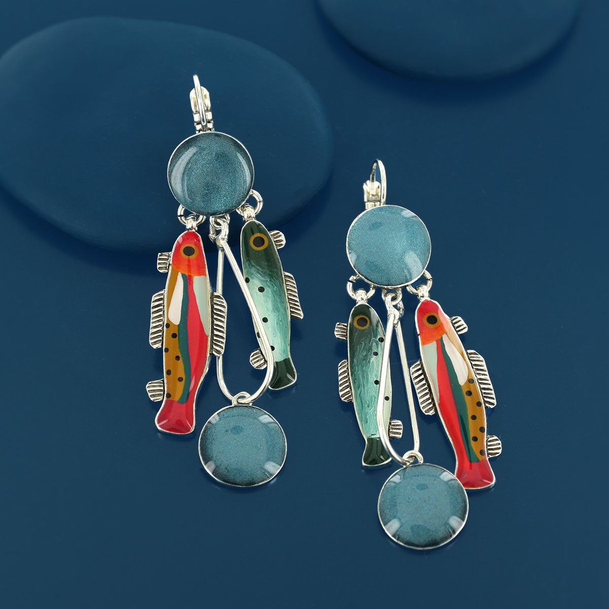 12782- Lever back earrings fantaisie Blue