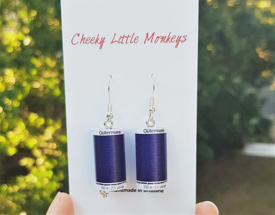 Gutermann Thread Earrings Blue