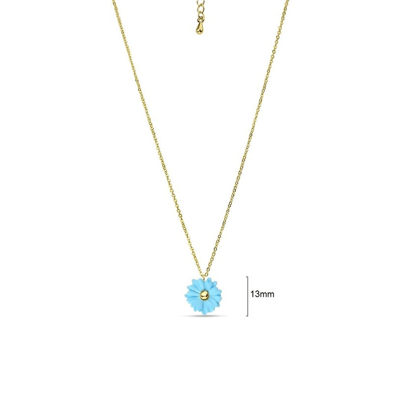 TID | Blue/Gold Flower Pendant Necklace