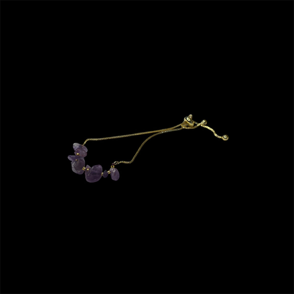 TID | Gold bracelet - Purple stones with adjustable chain