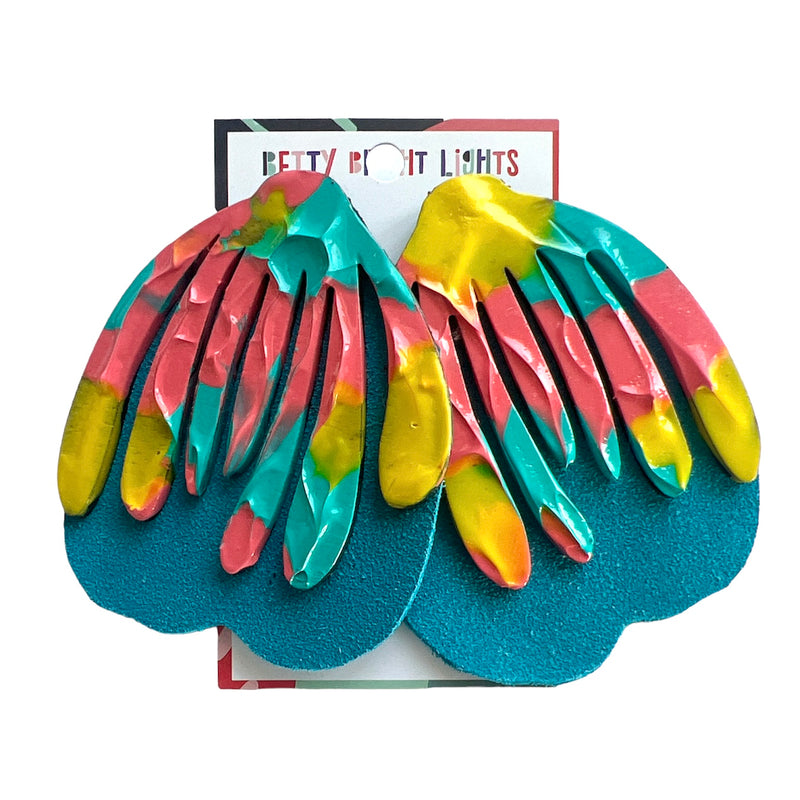 Betty Bright Lights | Mega Flower Statement Earrings - Blue/Multi