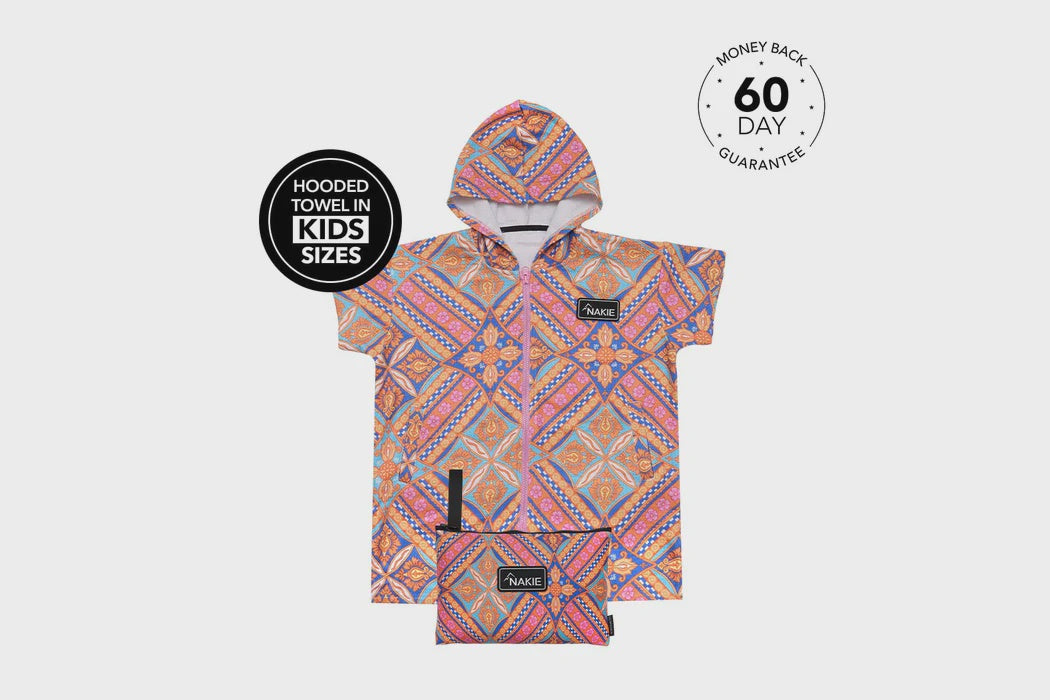 Rosy Tides - Kids Small Hooded Towel Recycled Sand Free