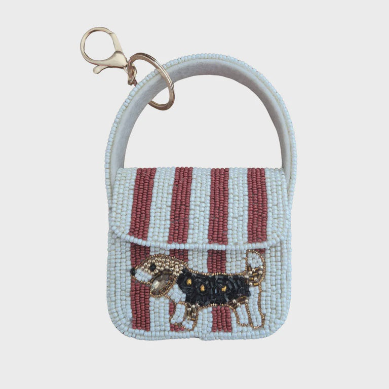 Mini Dog Beaded Handbag Keychain
