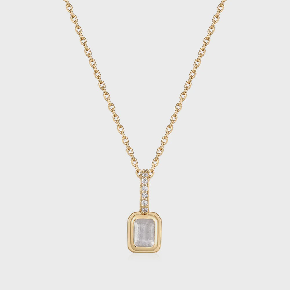 Britt Necklace Sterling Silver - Gold Moonstone