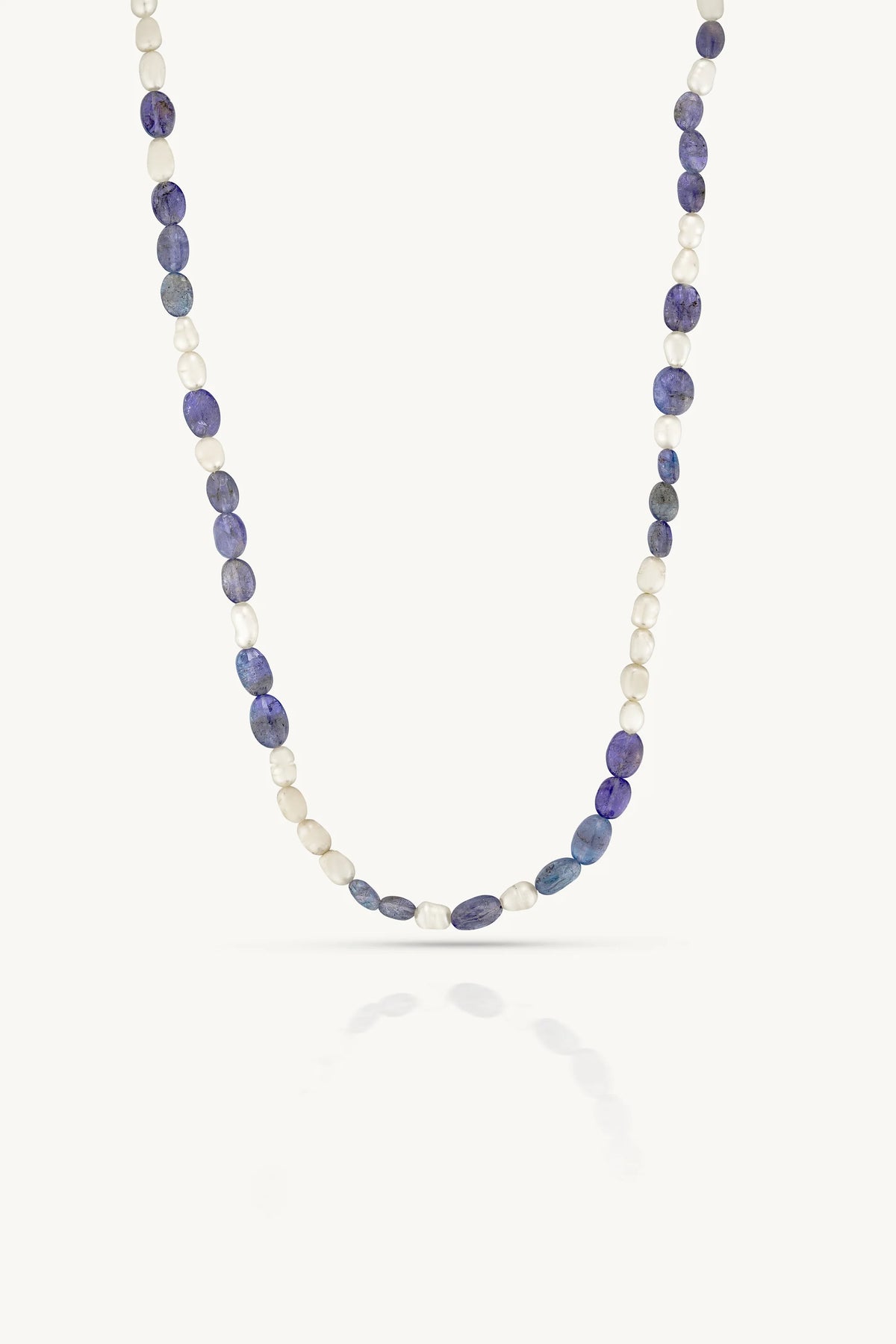 Tanzanite & Pearl Silver Beaded Necklace
