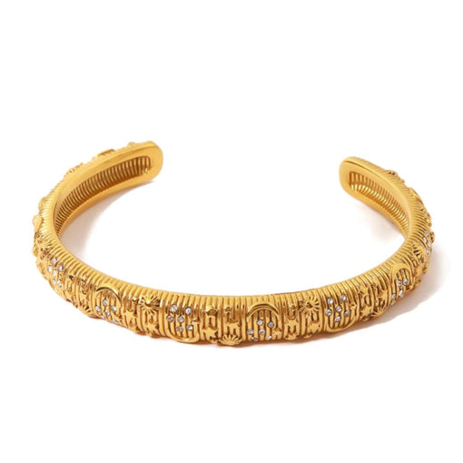 TID | Stainless Steel Gold Textured Bangle
