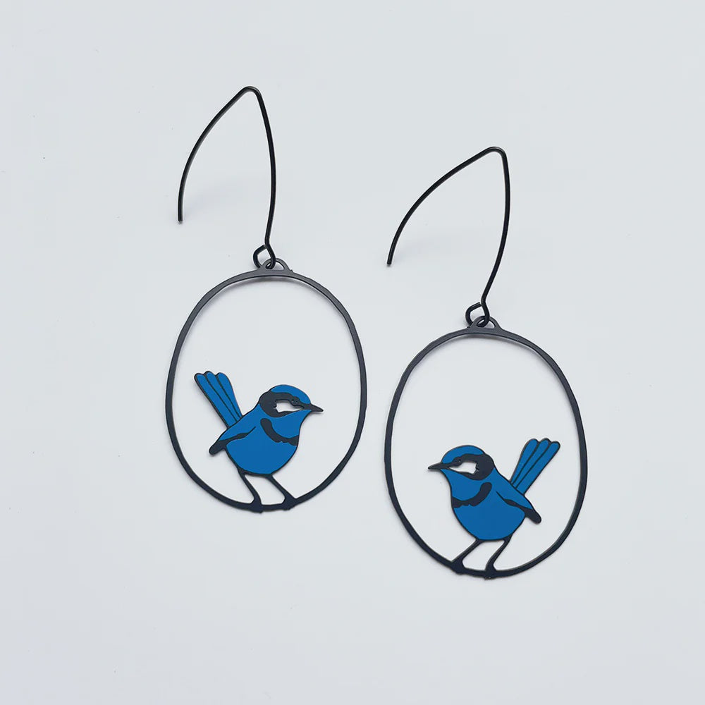 Denz | Midi Wren earrings in Blue/Black