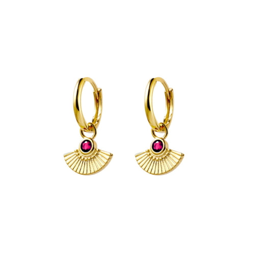 TID |  Sterling silver gold plated huggie earrings (ruby pink)