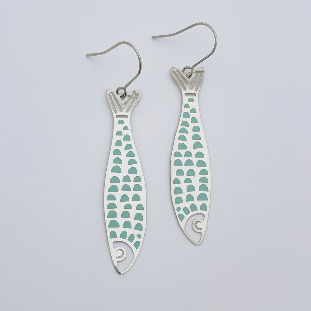 Denz | Midi Fishy earrings in Silver/Blue