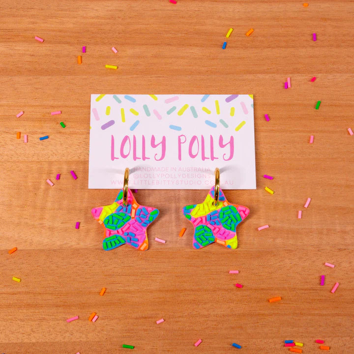 Lolly Polly |  Stella Huggie Hoops - Neon Sprinkles - Multi - Medium