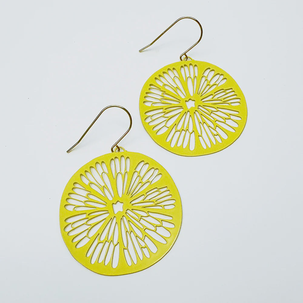 Denz | Citrus Slice earrings in Lemon