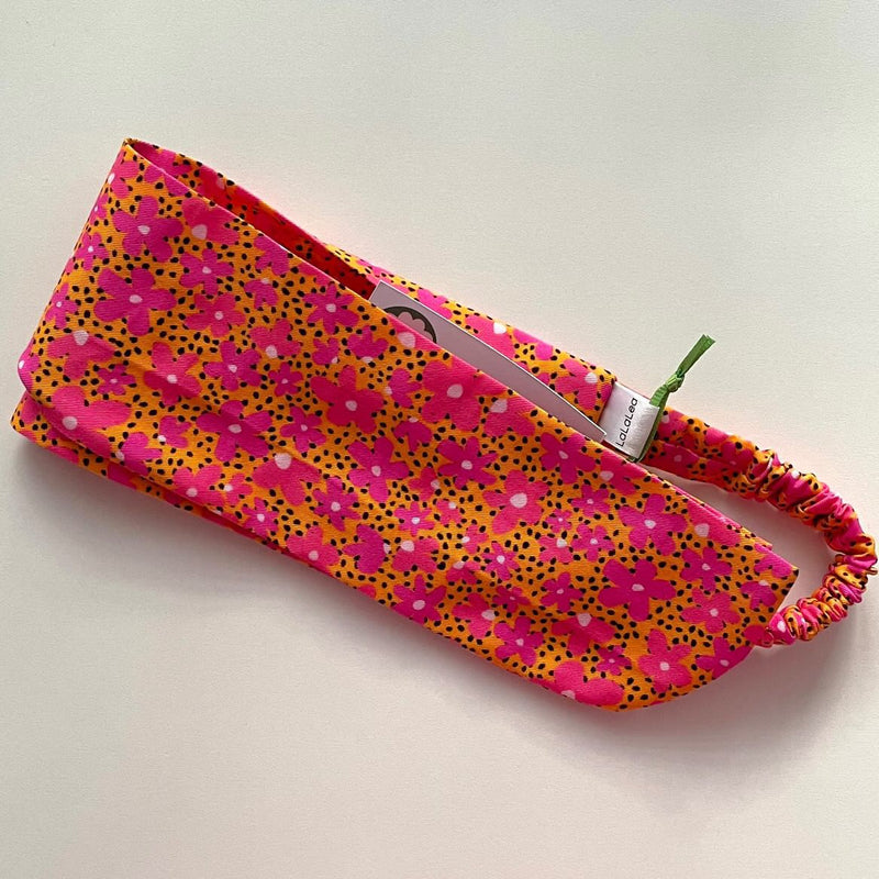 La La Lea Headband | Bow knot - Orange and Pink Flower Print