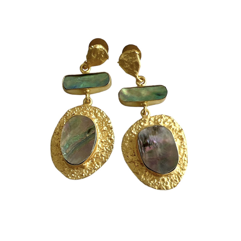 TID | Gold and Abalone Shell Drop Earrings