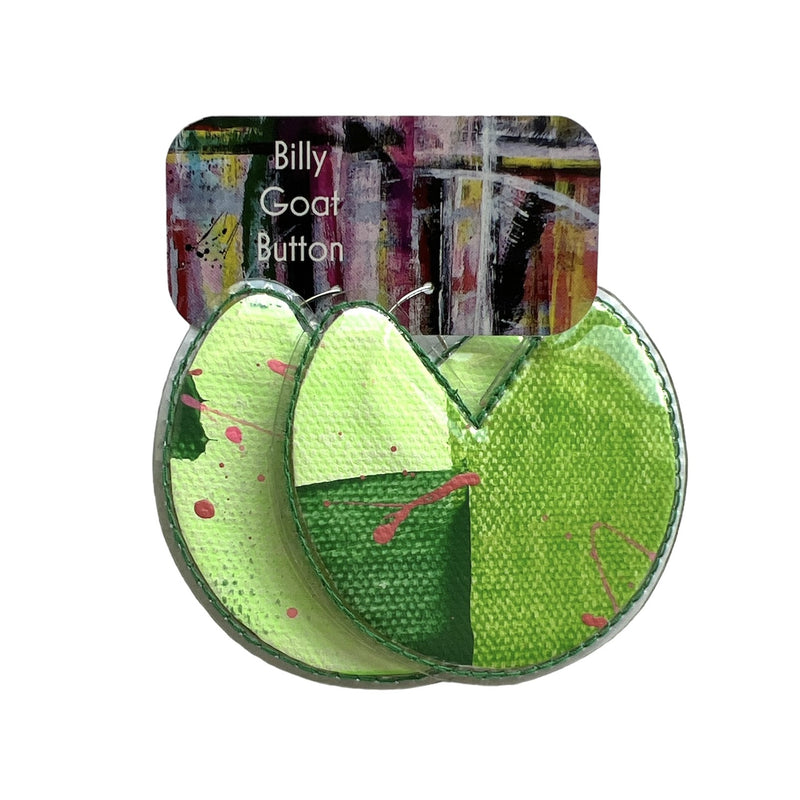 Billy Goat Button - Green Hoop Earrings