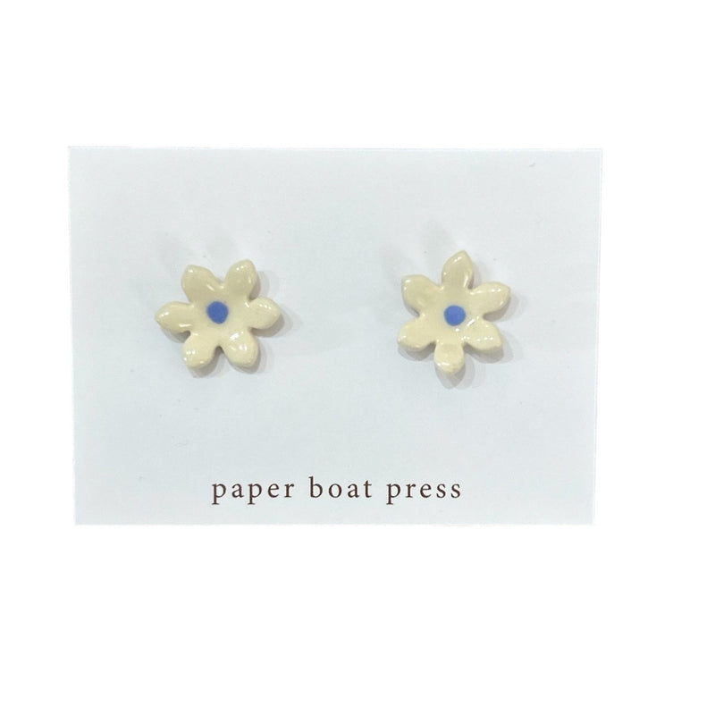 Paper Boat Press | Daisy Stud Earrings (Blue centre)