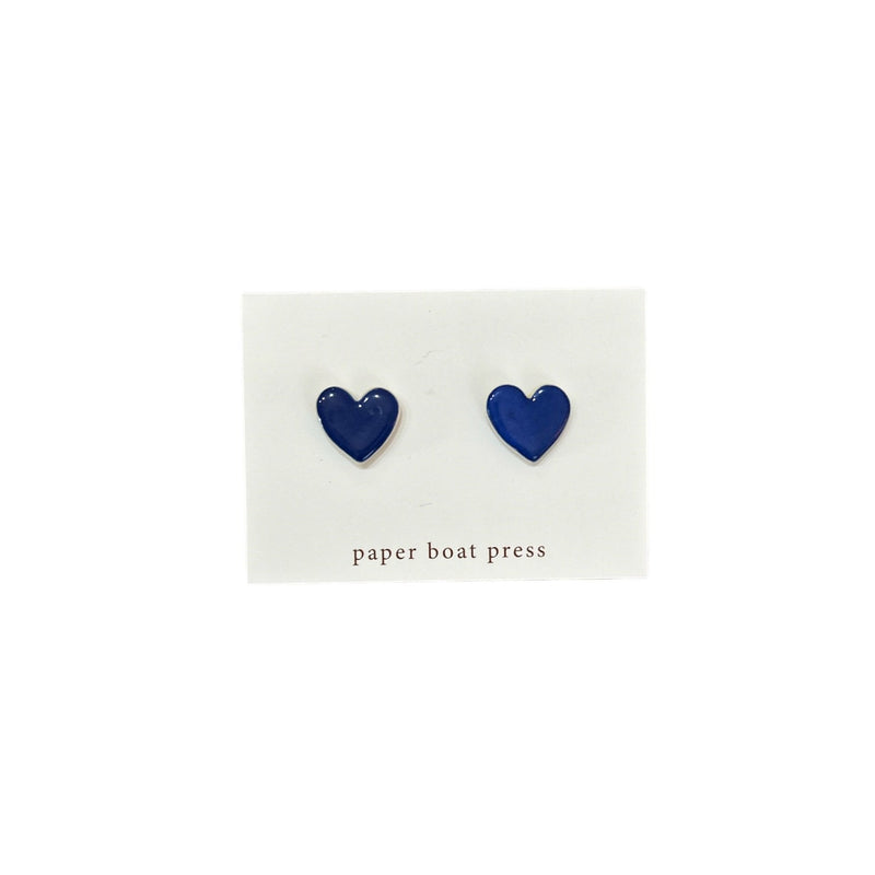 Paper Boat Press | Heart Stud Earrings (Dark Blue)