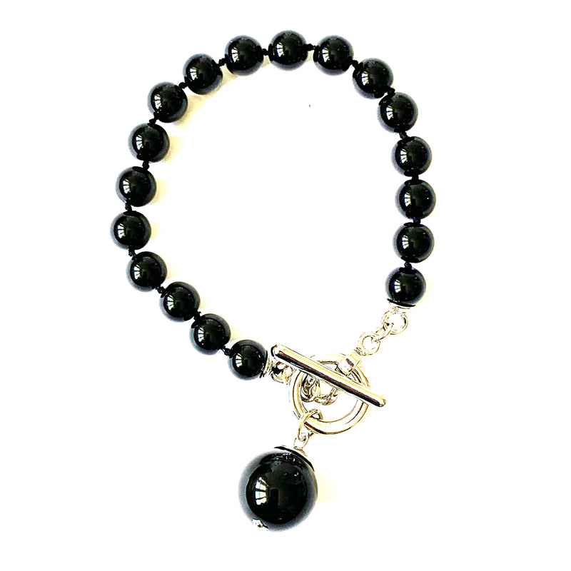 TID Black bead and fob bracelet