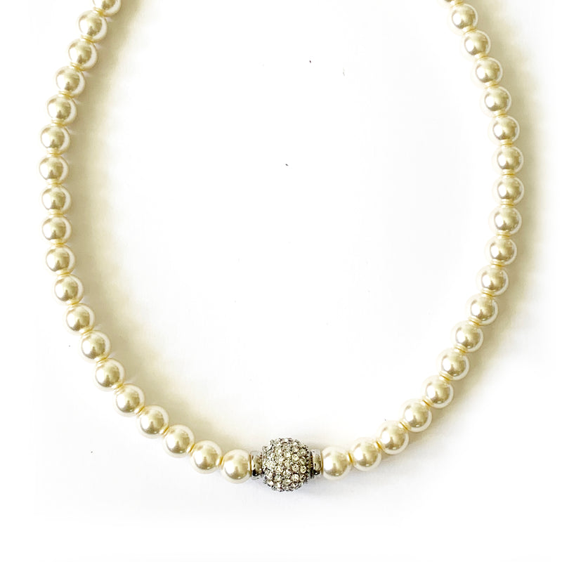 TID glass pearl and diamanté Necklace