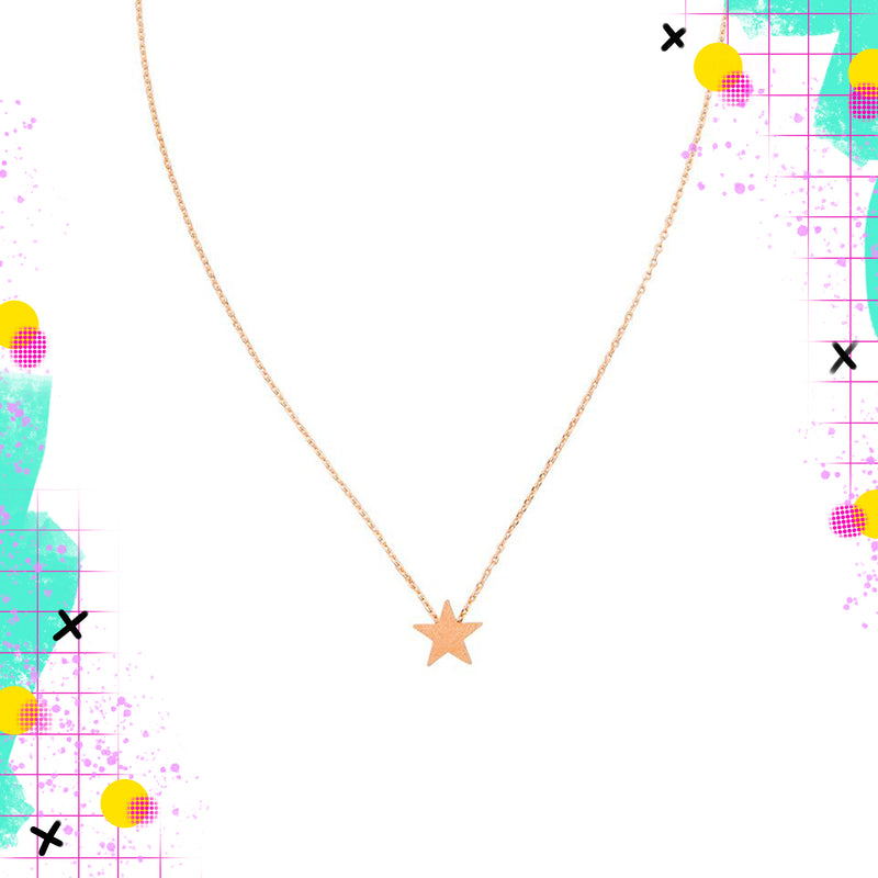 Tiger Tree brushed metal star necklace - gold