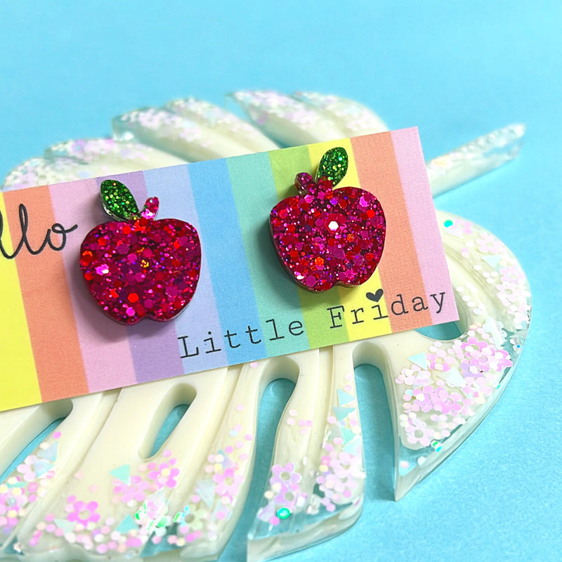 Hello Little Friday | An Apple A Day Stud - Red