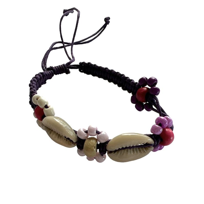 TID BEACH bead/shell bracelet | purple/pink