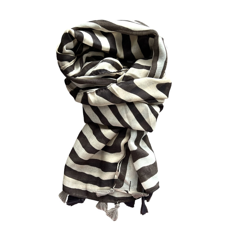 TID | Light Weight Scarf -  brown striped