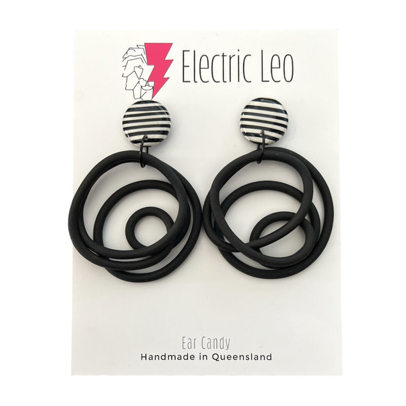 Electric Leo | Black Squiggles - Striped Stud Top | Big