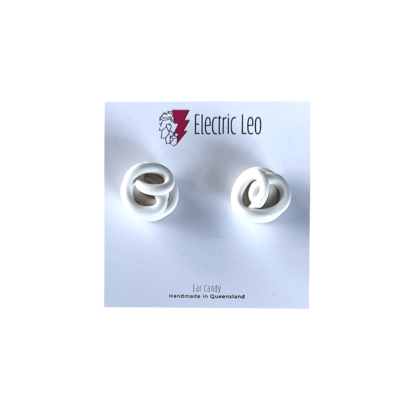 Electric Leo | White Squiggle Studs | Mini