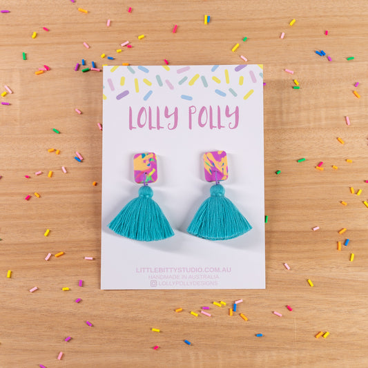 Multi Tassle Drops - Turquoise
