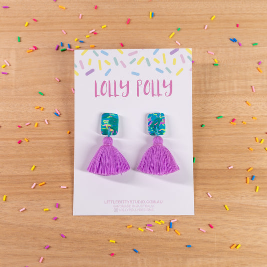 Multi Tassle Drops - Purple