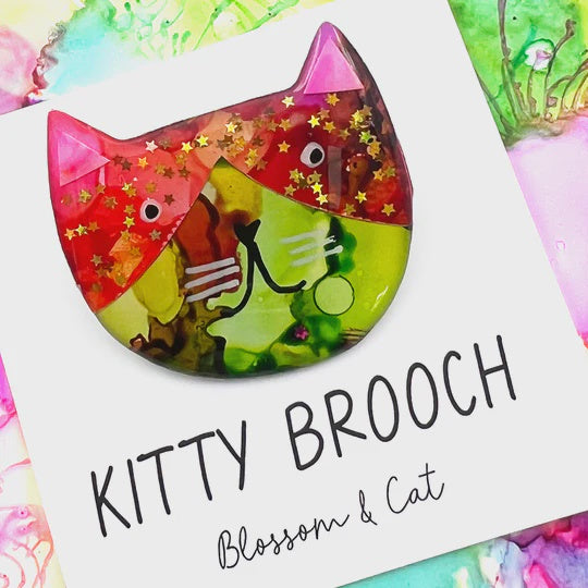 Blossom & Cat | Kitty Brooch · Inky Resin · 118