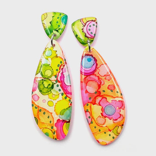 Blossom & Cat |Ink + Resin Earring · Petal · 118