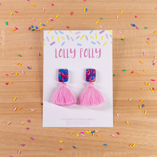 Multi Tassle Drops - Pink