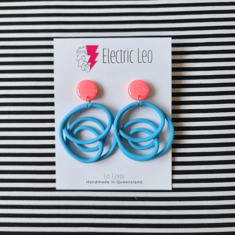 Electric Leo | BIG Squiggles - Sky blue and melon pink top