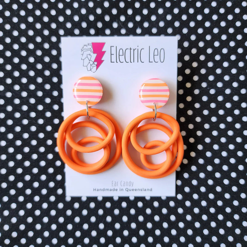 Electric Leo | Midi Squiggles - Orange & pink/orange striped top