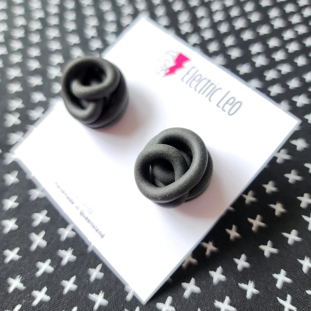 Electric Leo | Black Squiggle Studs