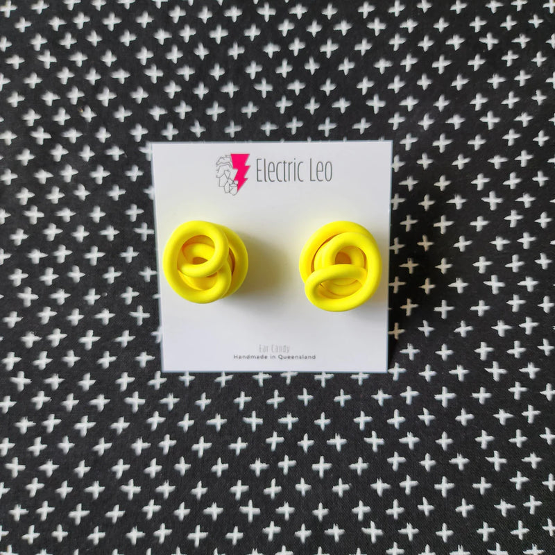 Electric Leo | Yellow Squiggle Studs