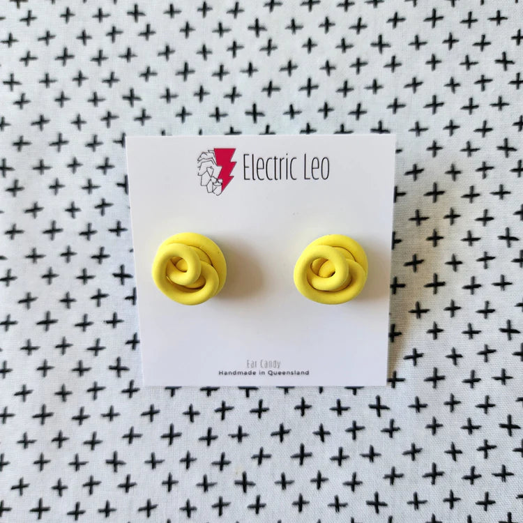 Electric Leo | Yellow Squiggle Studs | Mini