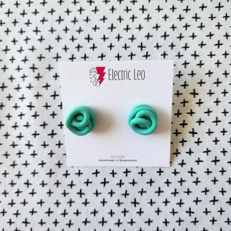 Electric Leo | Sea Green Squiggle Studs | Mini