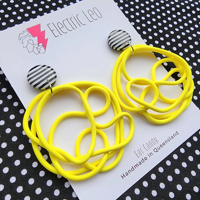 Electric Leo | OG Squiggles Yellow- black striped stud