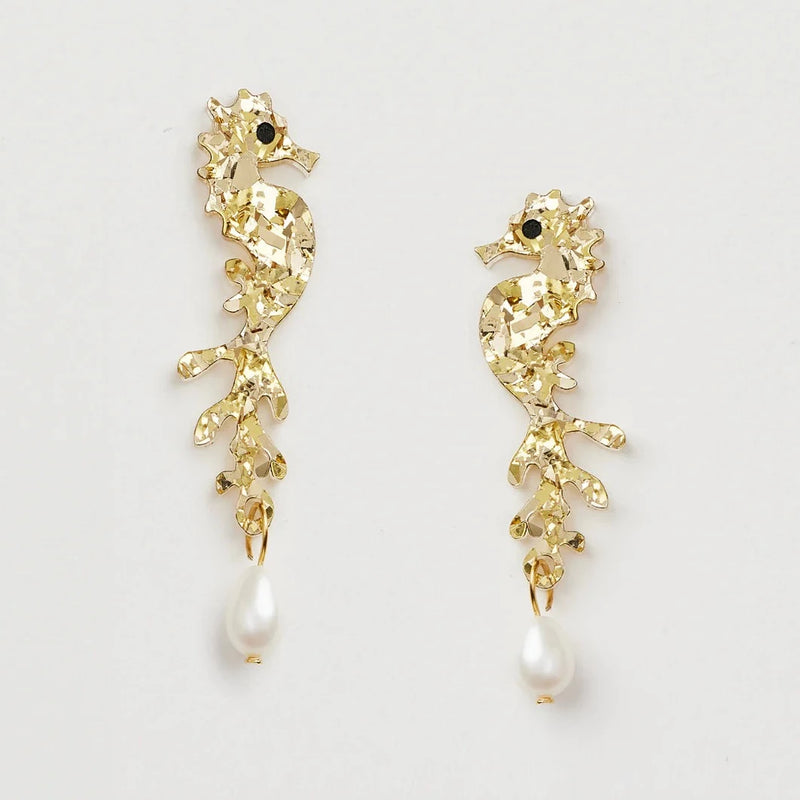 Martha Jean | Sea Horse + Pearl - Gold
