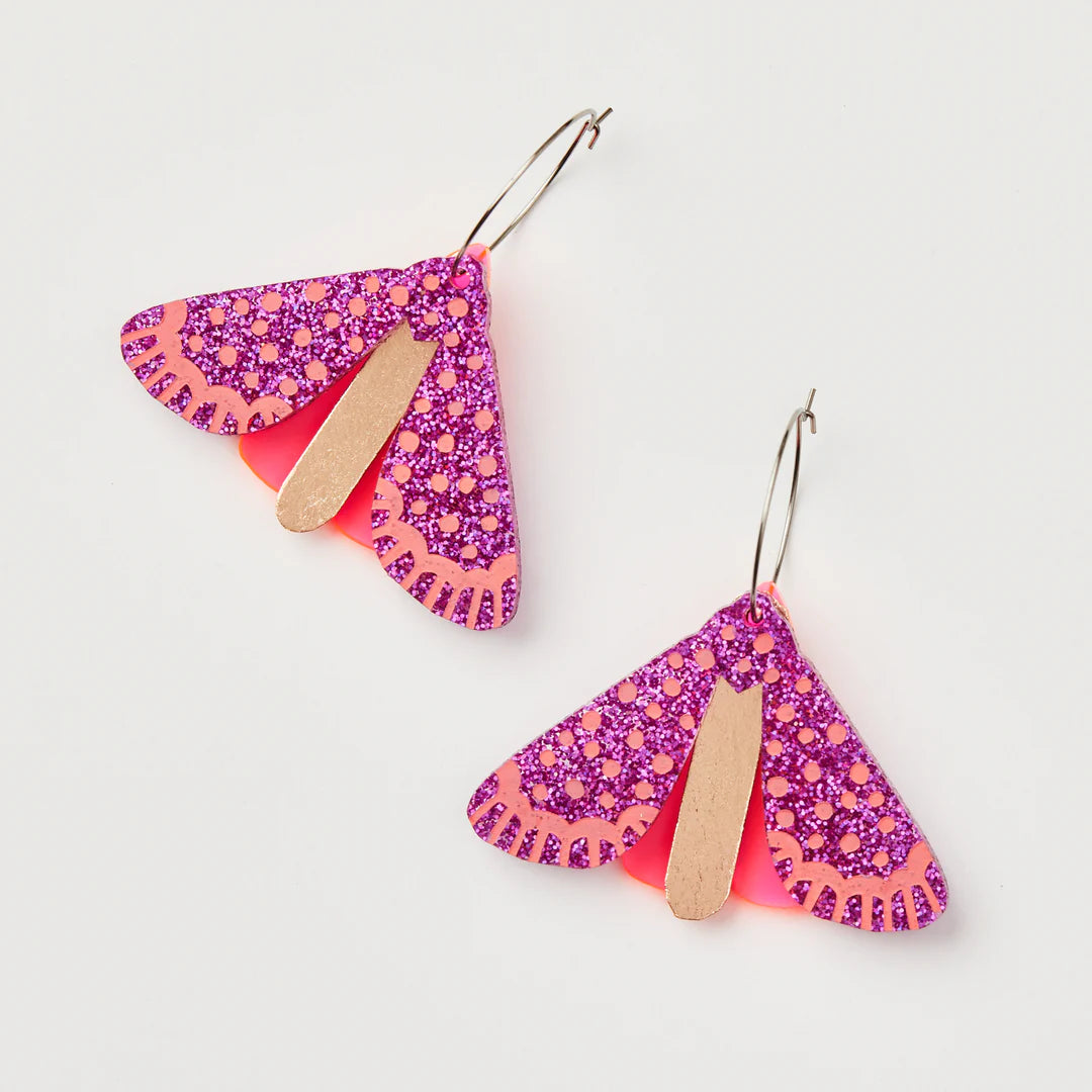 Martha Jean | Pink Moth Earrings