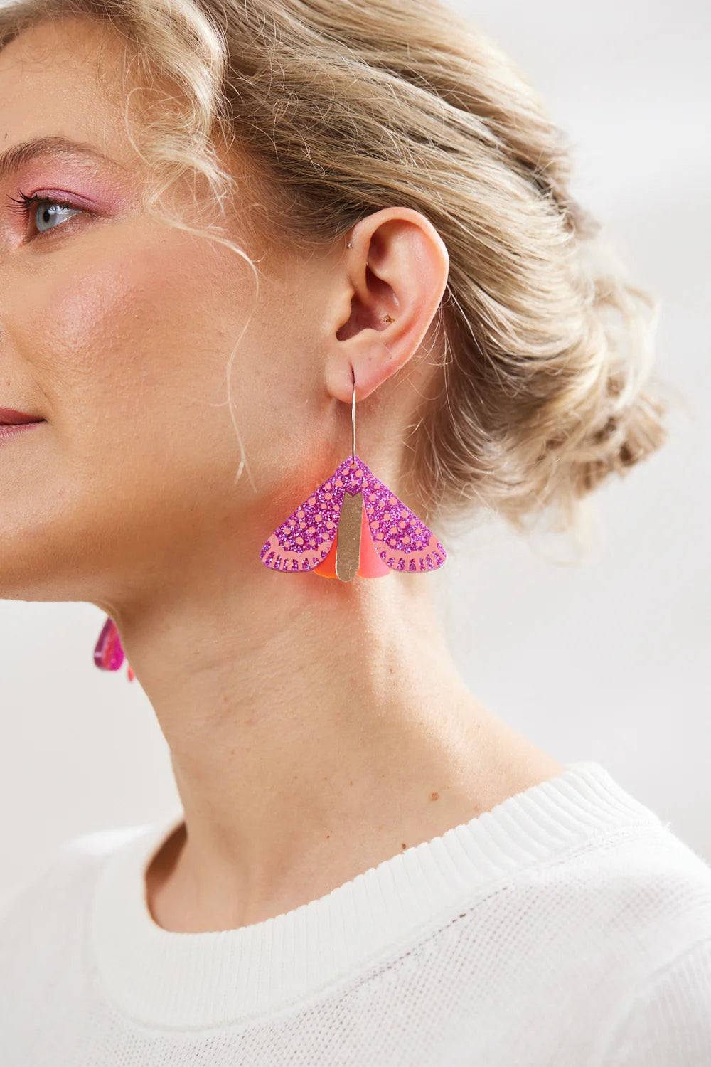 Martha Jean | Pink Moth Earrings